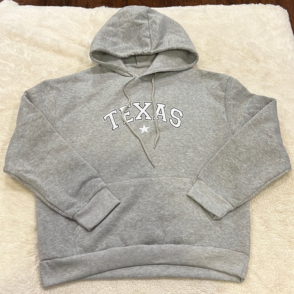SHEIN Hooded Texas Sweatshirt large gray